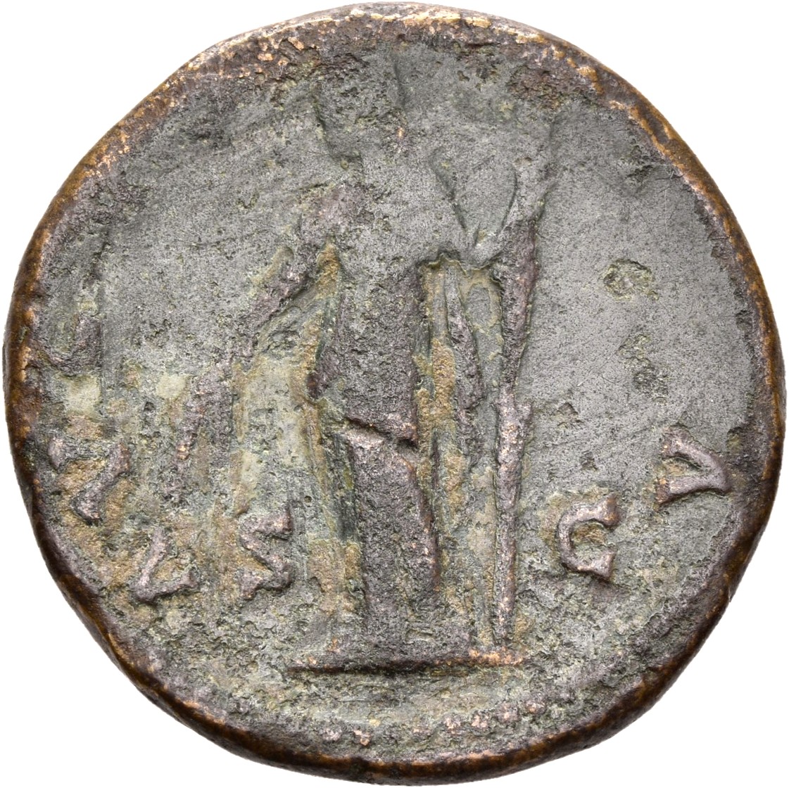 RIC III Antoninus Pius 1169a (dupondius) Antoninus Pius reverse, Ceres, veiled, draped, standing left, holding two corn-ea...