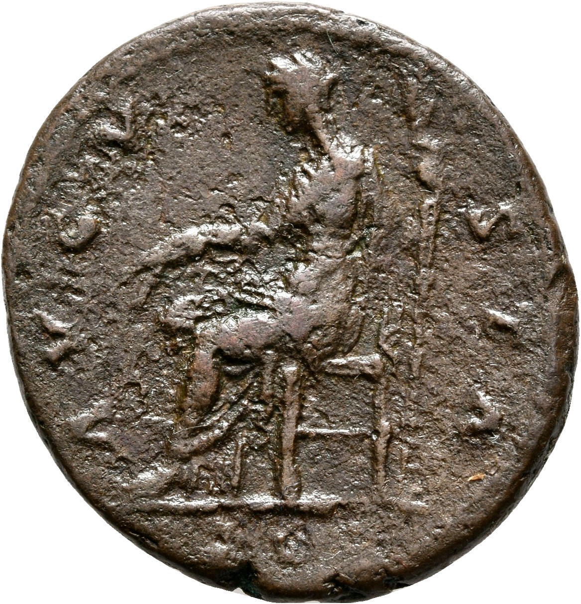 RIC III Antoninus Pius 1170 (as) Antoninus Pius reverse, Ceres, veiled, draped, seated left, holding two corn-ears in exte...