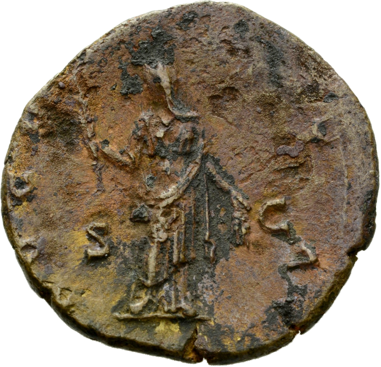 RIC III Antoninus Pius 1171a (as) Antoninus Pius reverse, Ceres, standing left, holding torch and corn-ears