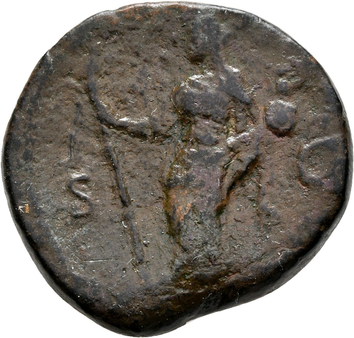 RIC III Antoninus Pius 1177A (as) Antoninus Pius reverse, Vesta, veiled, draped, standing left, holding short torch, slopi...