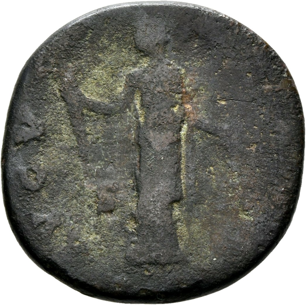 RIC III Antoninus Pius 1177A (as) Antoninus Pius reverse, Vesta, veiled, draped, standing left, holding short torch, slopi...