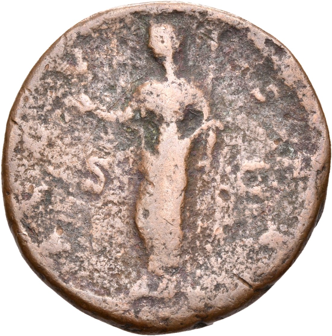 RIC III Antoninus Pius 1177 (as) Antoninus Pius reverse, Juno, standing left, raising right hand and holding sceptre