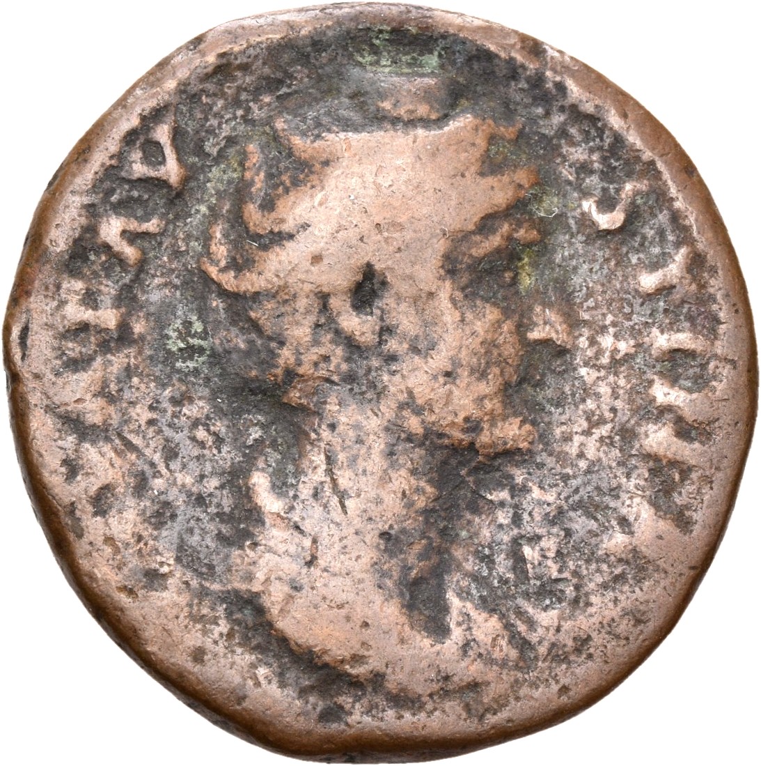 RIC III Antoninus Pius 1177 (as) Antoninus Pius obverse, Bust of Faustina the Elder, draped, right, hair elaborately waved...