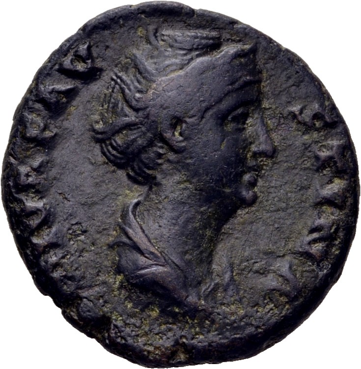 RIC III Antoninus Pius 1178 (as) Antoninus Pius obverse, Bust of Faustina the Elder, draped, right, hair elaborately waved...