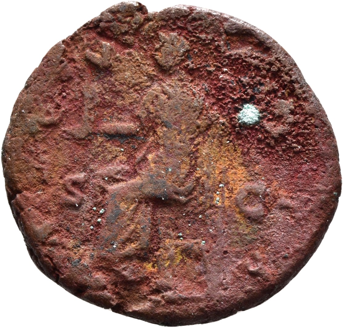 RIC III Antoninus Pius 1181 (as) Antoninus Pius reverse, Vesta, seated left, holding palladium and sceptre