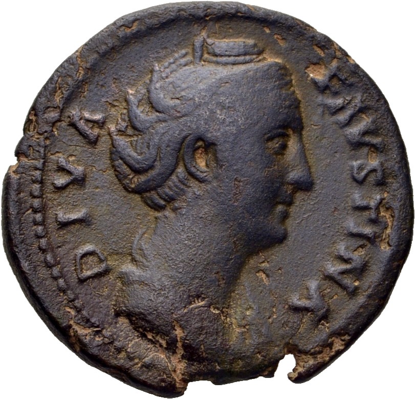 RIC III Antoninus Pius 1184 (as) Antoninus Pius obverse, Bust of Faustina the Elder, draped, right, hair elaborately waved...