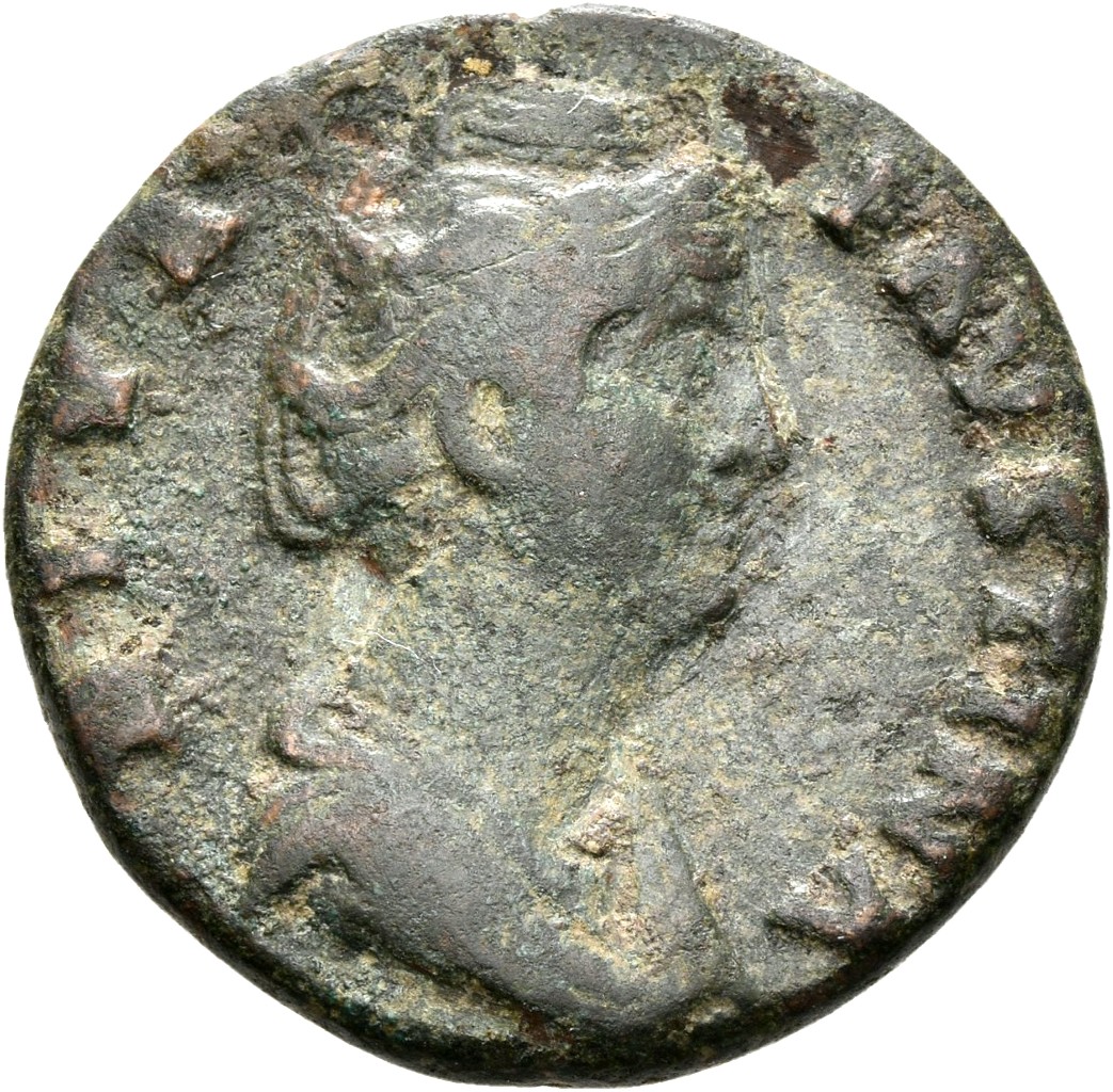 RIC III Antoninus Pius 1185 (as) Antoninus Pius obverse, Bust of Faustina the Elder, draped, right, hair elaborately waved...