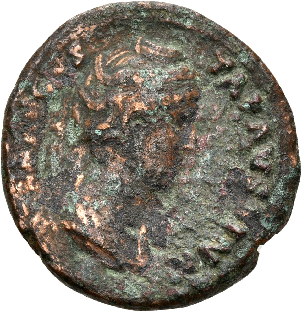 RIC III Antoninus Pius 1191Aa (dupondius) Antoninus Pius obverse, Bust of Faustina the Elder, draped, right, hair elaborat...