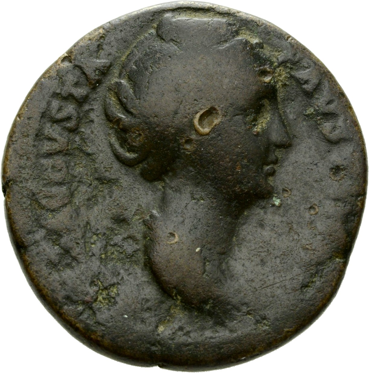 RIC III Antoninus Pius 1199a (as) Antoninus Pius obverse, Bust of Faustina the Elder, draped, right, hair elaborately wave...