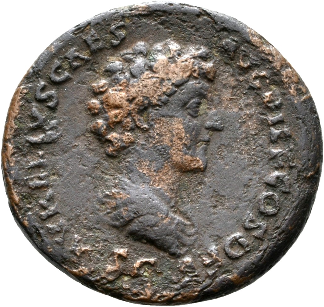 RIC III Antoninus Pius 1208A Antoninus Pius reverse, Bust of Marcus Aurelius, bare-headed, draped, right