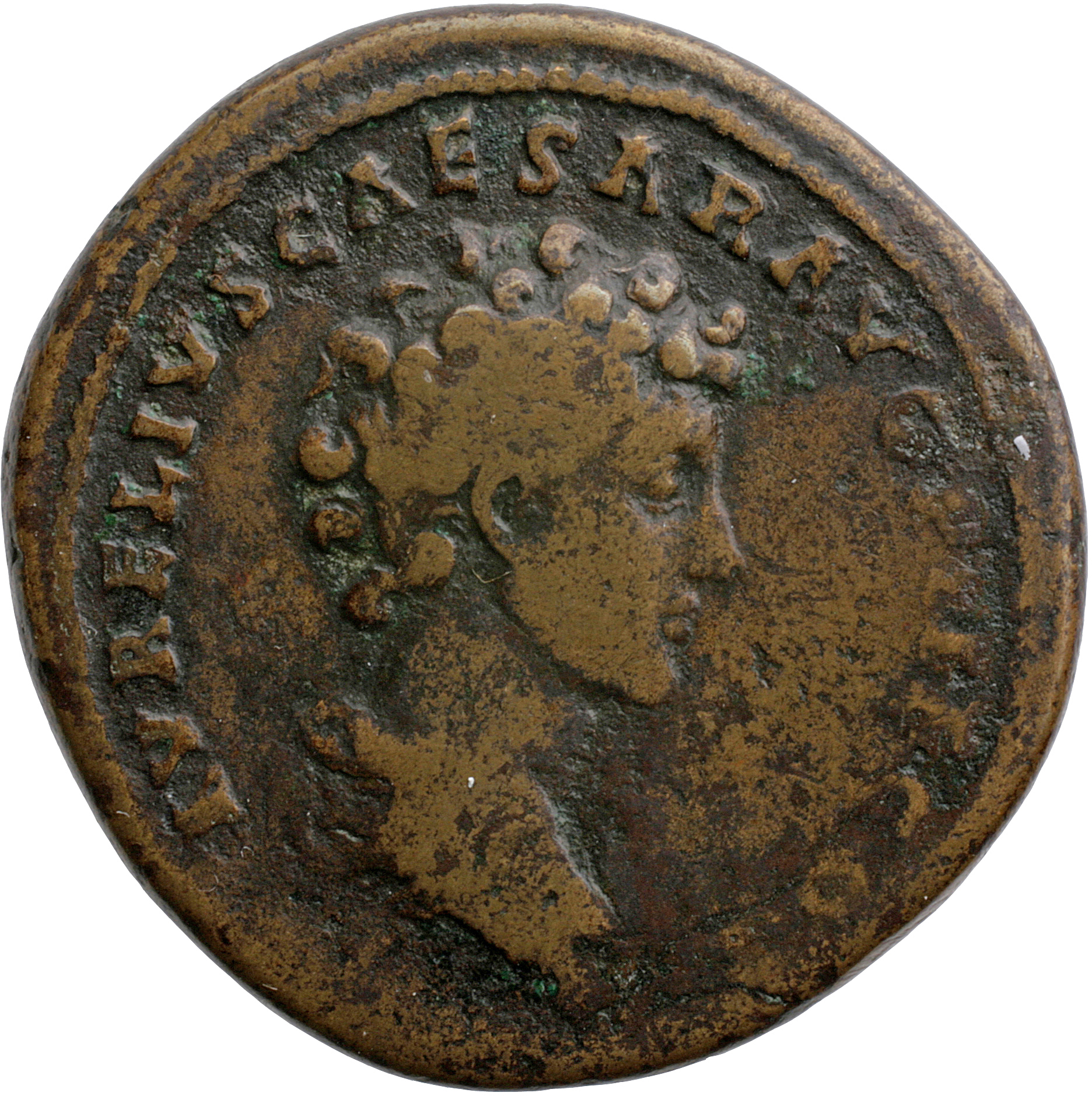 Antoninus Pius reverse — Head of Marcus Aurelius, laureate, right