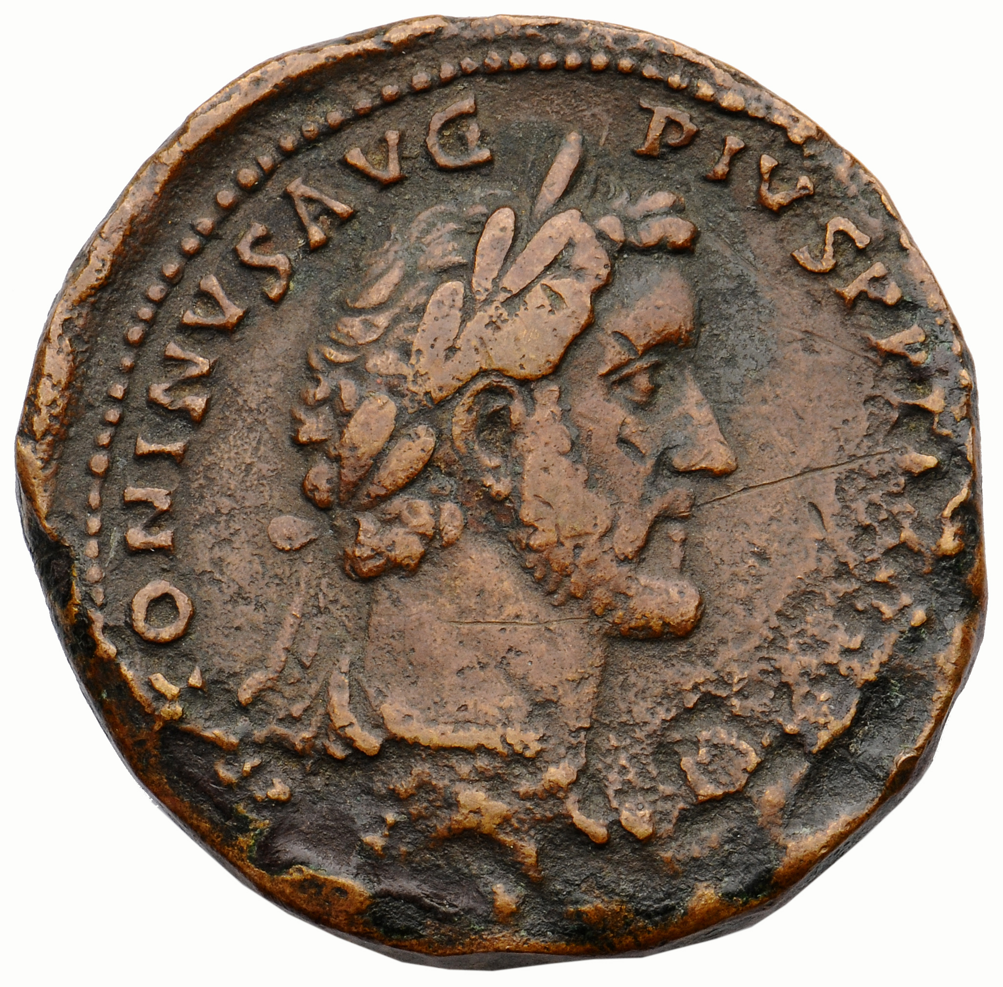 RIC III Antoninus Pius 1212 Antoninus Pius obverse, Head of Antoninus Pius, laureate, right