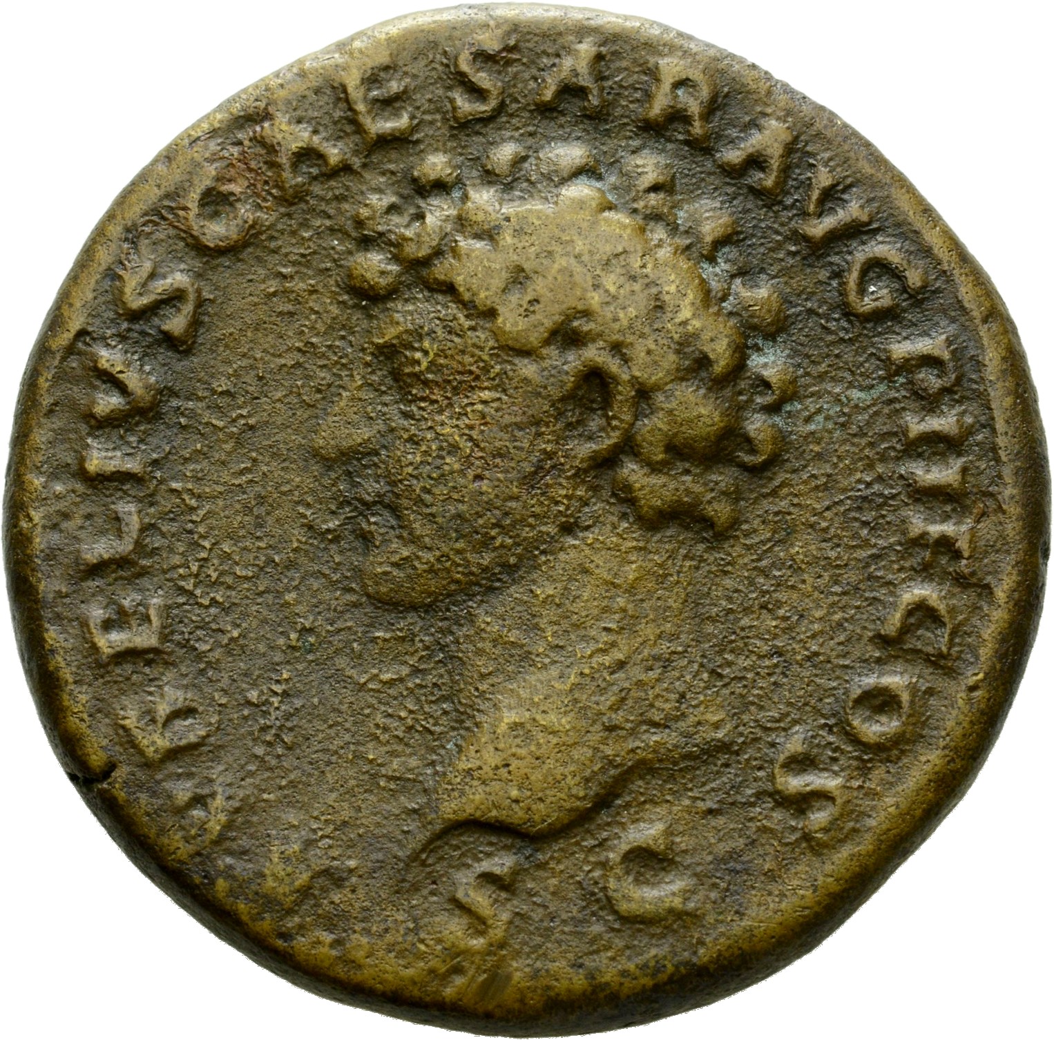 RIC III Antoninus Pius 1214 Antoninus Pius reverse, Head of Marcus Aurelius, bare, left