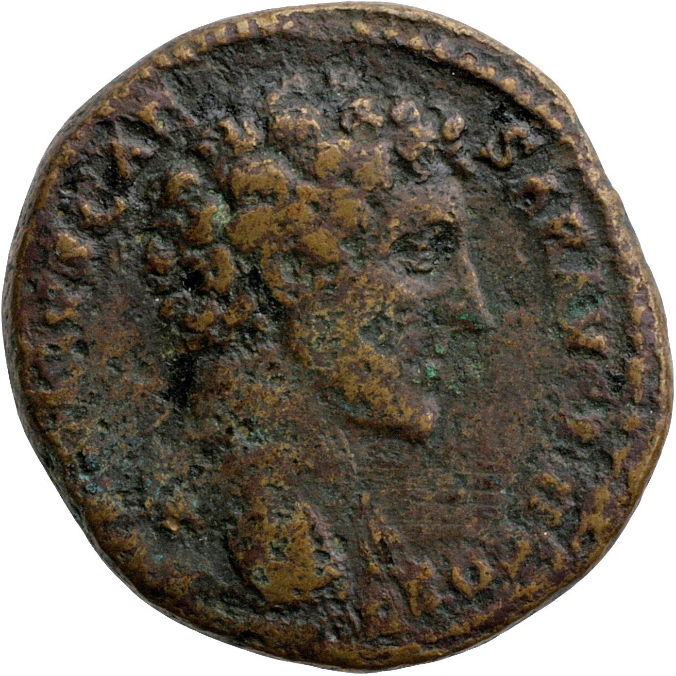 Antoninus Pius obverse — Head of Marcus Aurelius, bare, right
