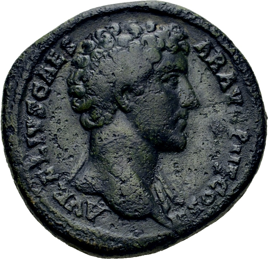 RIC III Antoninus Pius 1242B Antoninus Pius obverse, Bust of Marcus Aurelius, bare-headed, draped, right