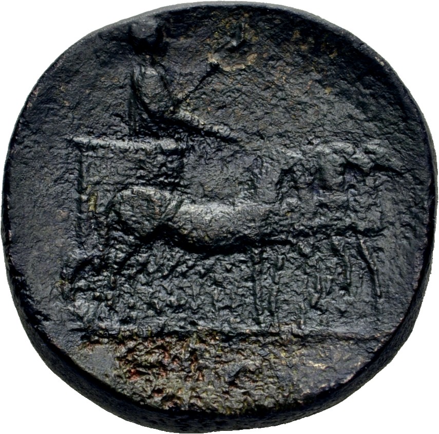RIC III Antoninus Pius 1246 Antoninus Pius reverse, Marcus Aurelius, draped, standing in quadriga pacing right, holding re...