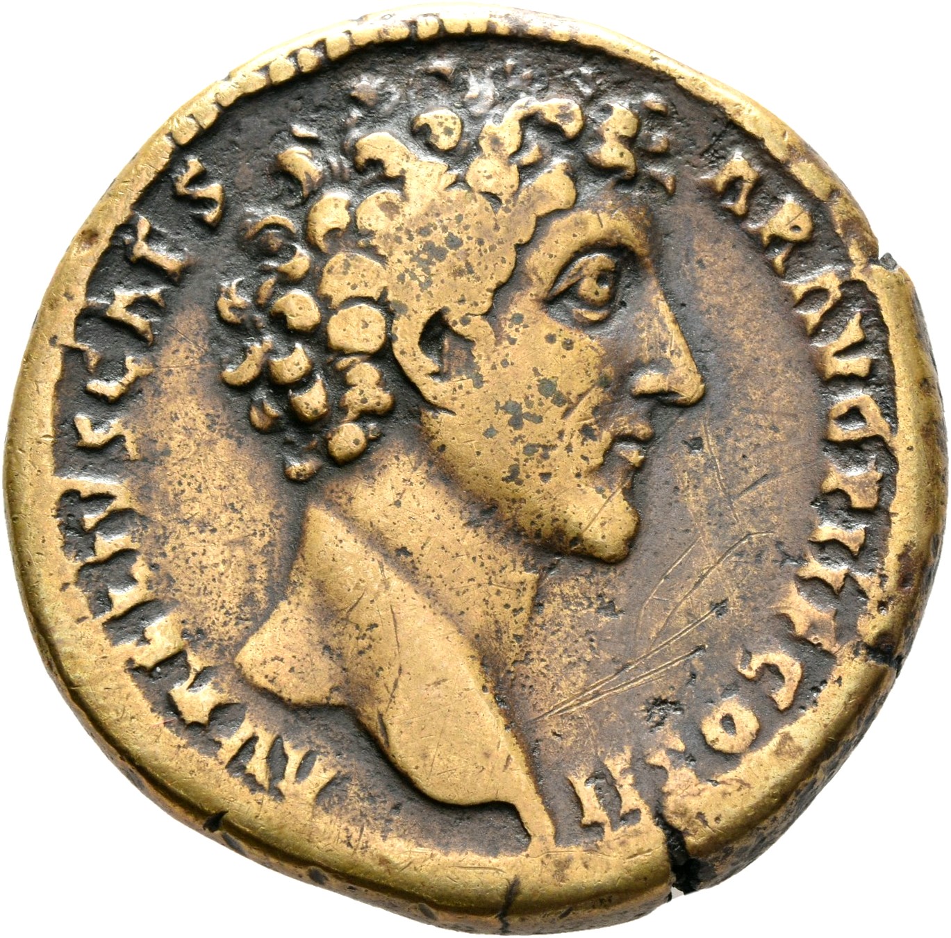RIC III Antoninus Pius 1253A Antoninus Pius obverse, Head of Marcus Aurelius, bare, right