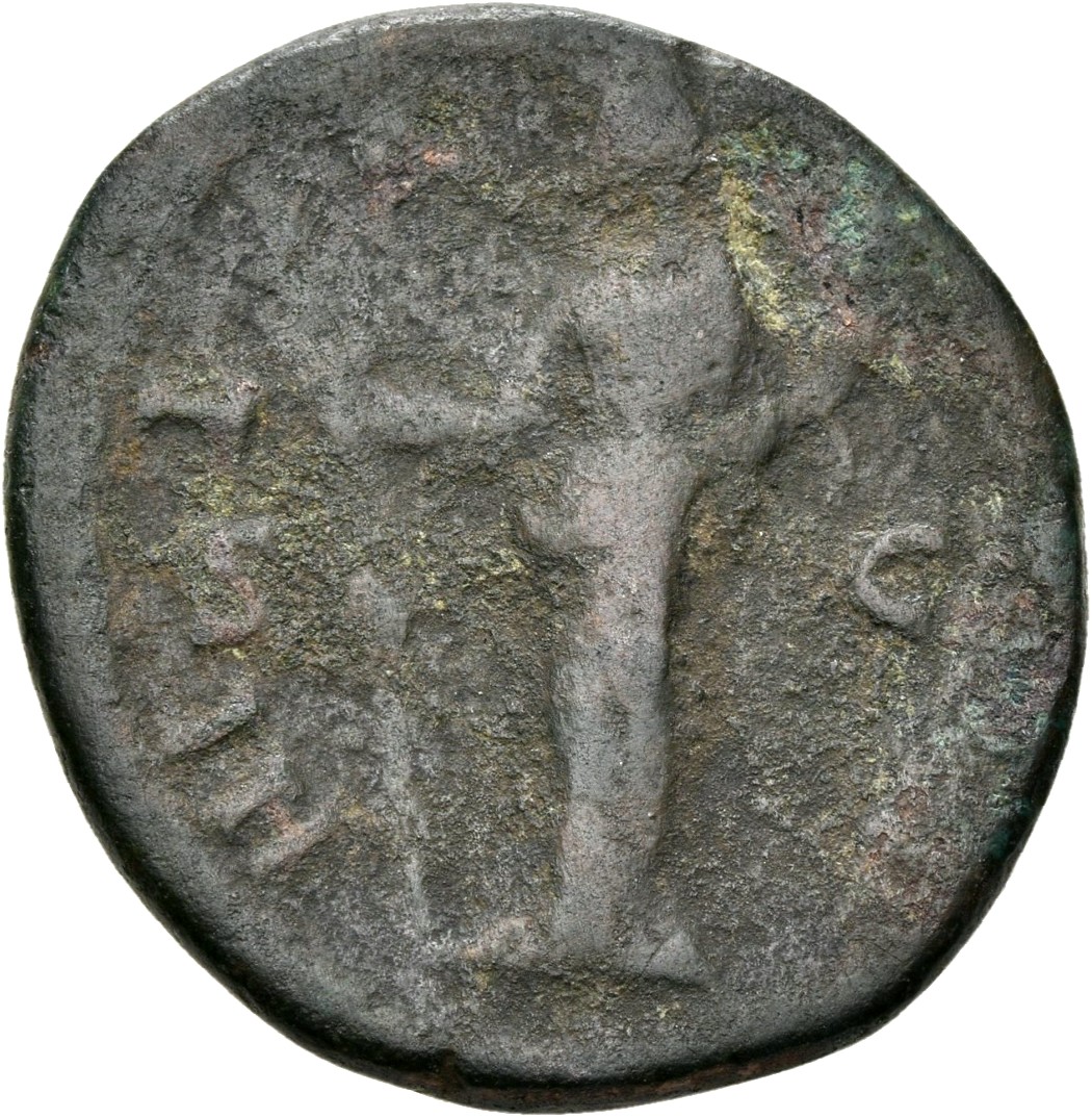 RIC III Antoninus Pius 1260 (as) Antoninus Pius reverse, Hilaritas, draped, standing left, holding long palm, nearly verti...
