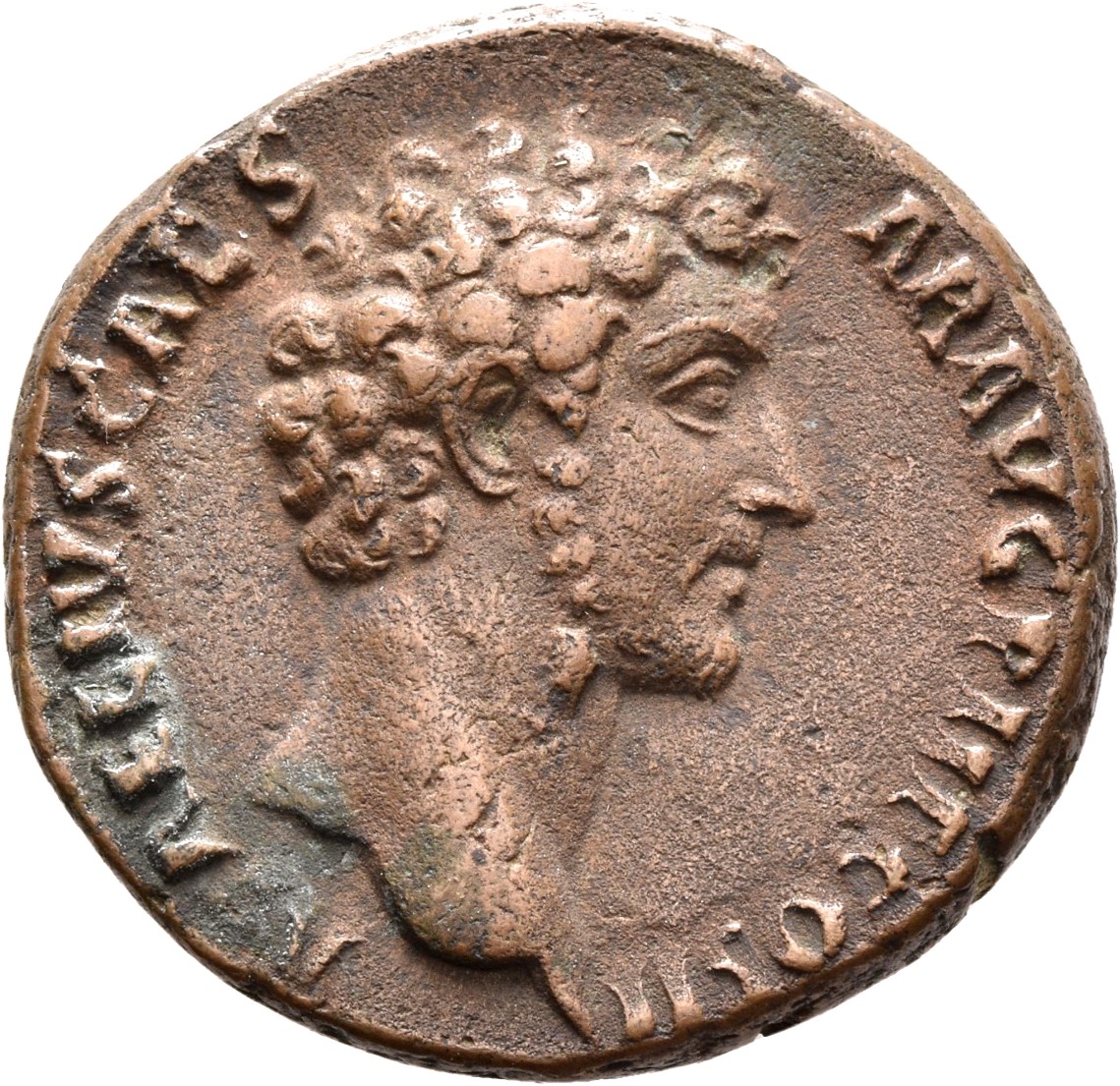 RIC III Antoninus Pius 1260 (dupondius) Antoninus Pius obverse, Head of Marcus Aurelius, bare, right
