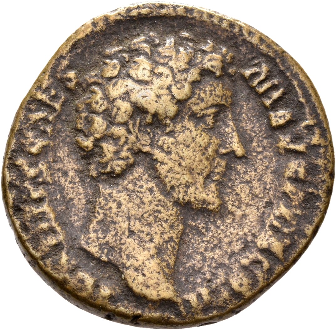 RIC III Antoninus Pius 1263 (dupondius) Antoninus Pius obverse, Head of Marcus Aurelius, bare, right