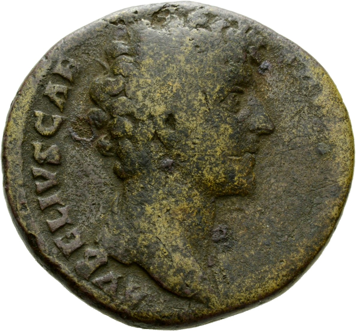 Antoninus Pius obverse — Head of Marcus Aurelius, bare, right
