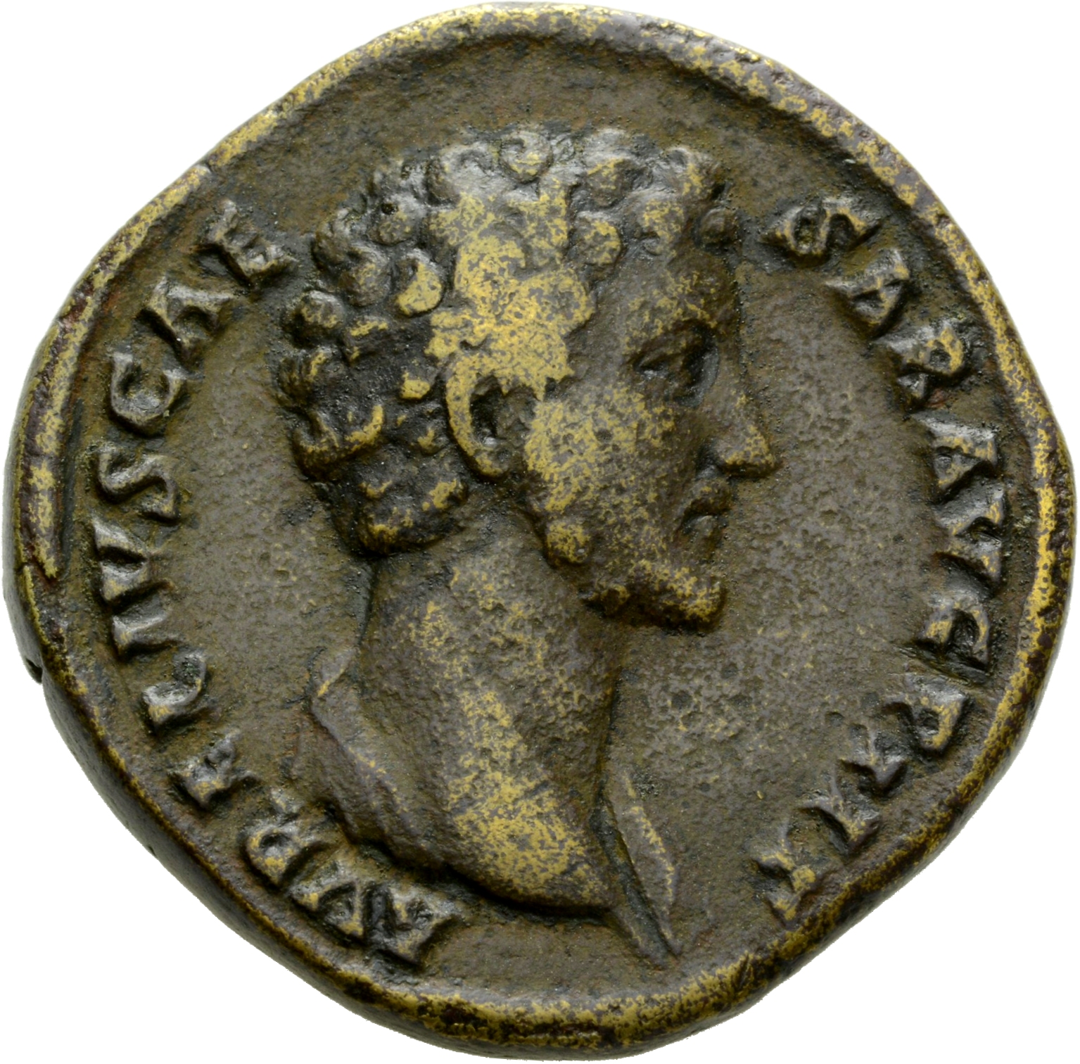Antoninus Pius obverse — Bust of Marcus Aurelius, bare, right