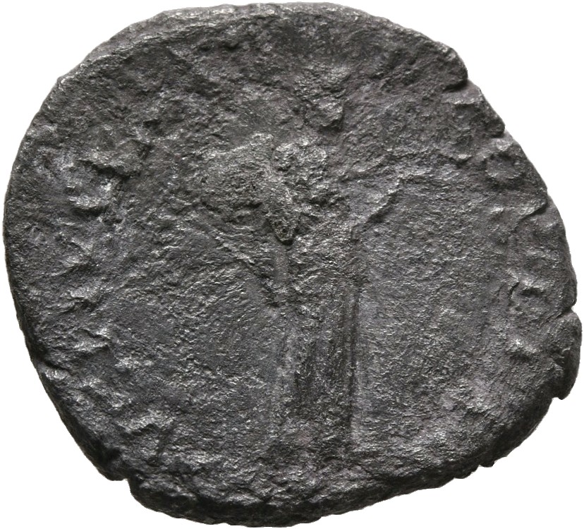 RIC III Antoninus Pius 12a Antoninus Pius reverse, Fides standing right, holding corn-ears in right hand and fruit basket ...
