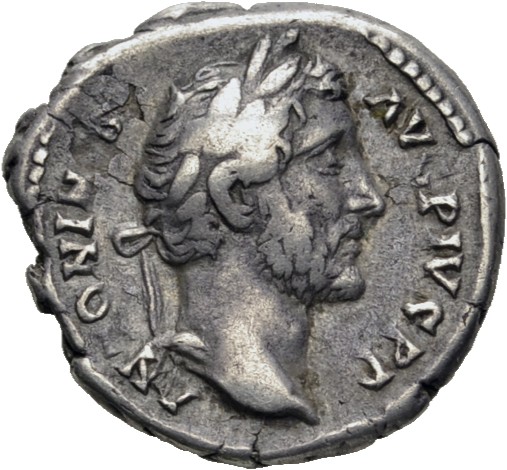 RIC III Antoninus Pius 130 Antoninus Pius obverse, Head of Antoninus Pius, laureate, right
