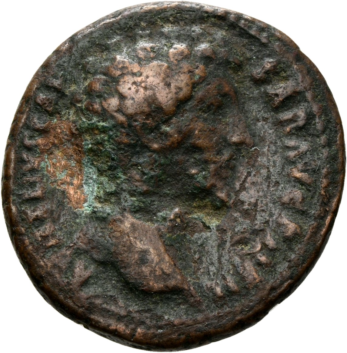 RIC III Antoninus Pius 1305A (dupondius) Antoninus Pius obverse, Head of Marcus Aurelius, bare, right