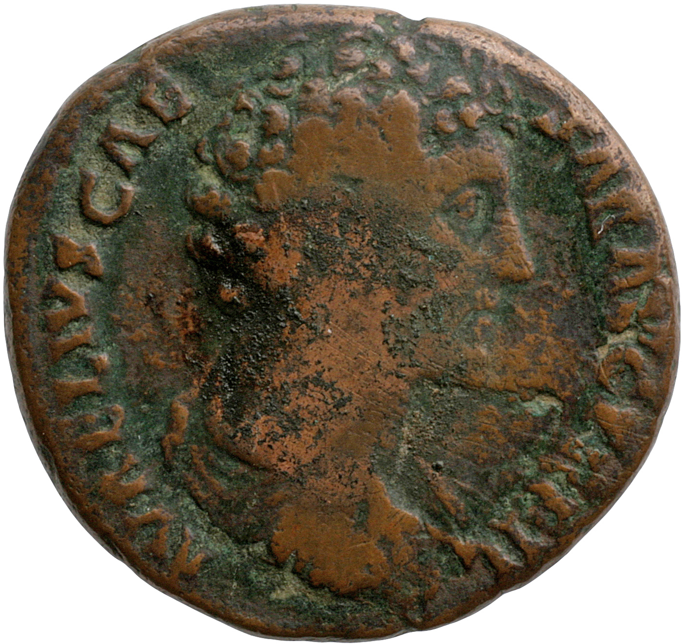 Antoninus Pius obverse — Bust of Marcus Aurelius, bare-headed, draped, right