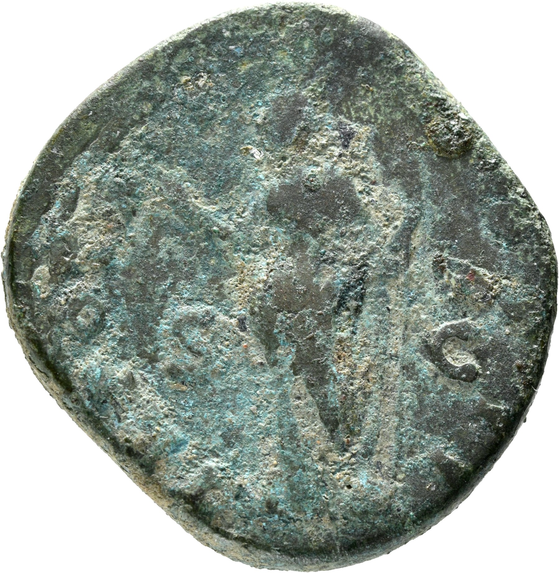 RIC III Antoninus Pius 1337B Antoninus Pius reverse, Felicitas, standing left, holding caduceus and sceptre and leaning on...