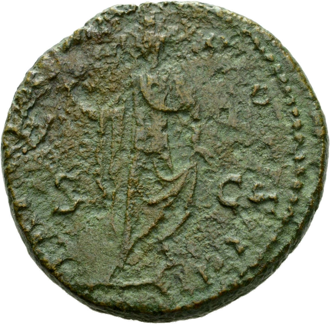 Antoninus Pius reverse — Spes, advancing left, holding flower and raising skirt