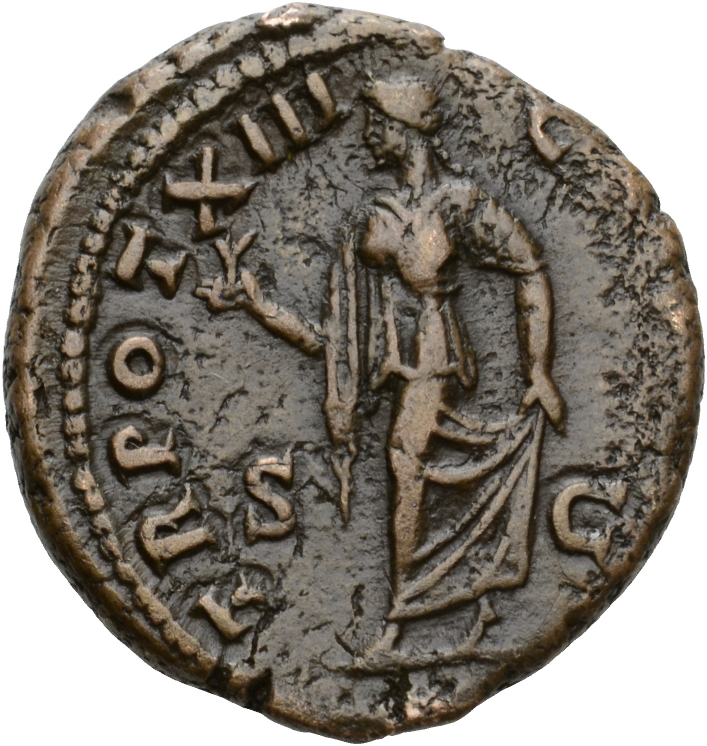 RIC III Antoninus Pius 1350b (as) Antoninus Pius reverse, Spes, advancing left, holding flower and raising skirt
