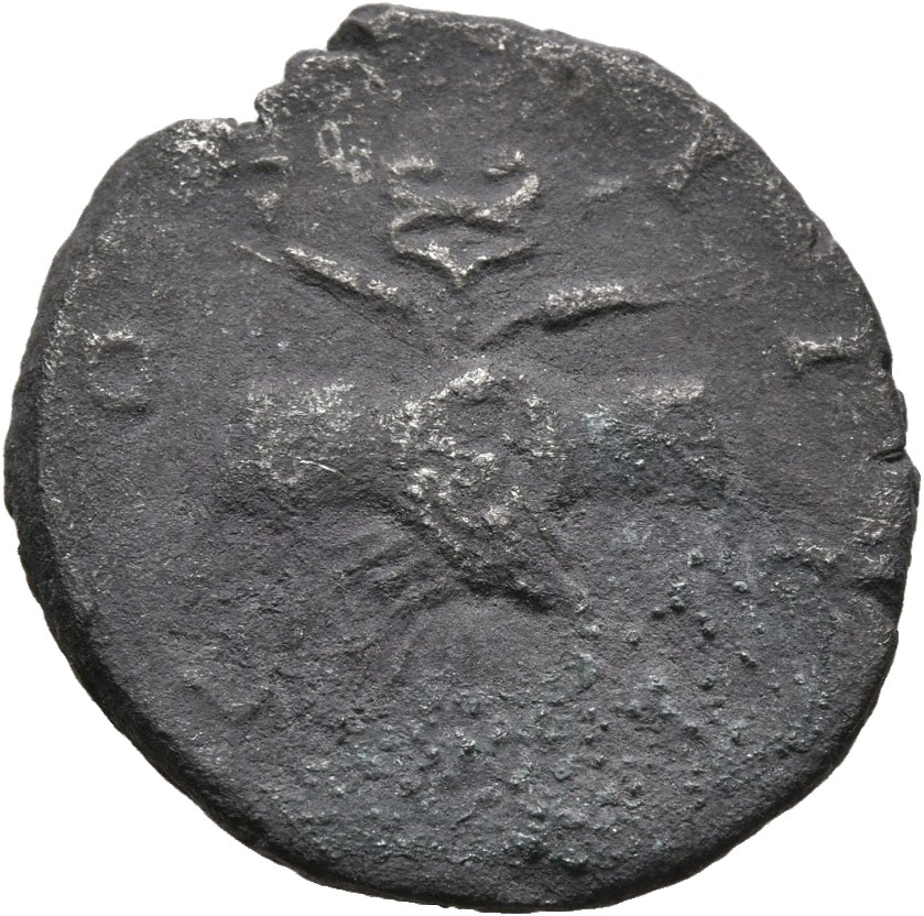 RIC III Antoninus Pius 136 Antoninus Pius reverse, Clasped hands holding caduceus between two corn-ears