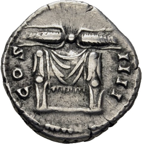 RIC III Antoninus Pius 137 Antoninus Pius reverse, Winged thunderbolt lying horizontal on draped throne