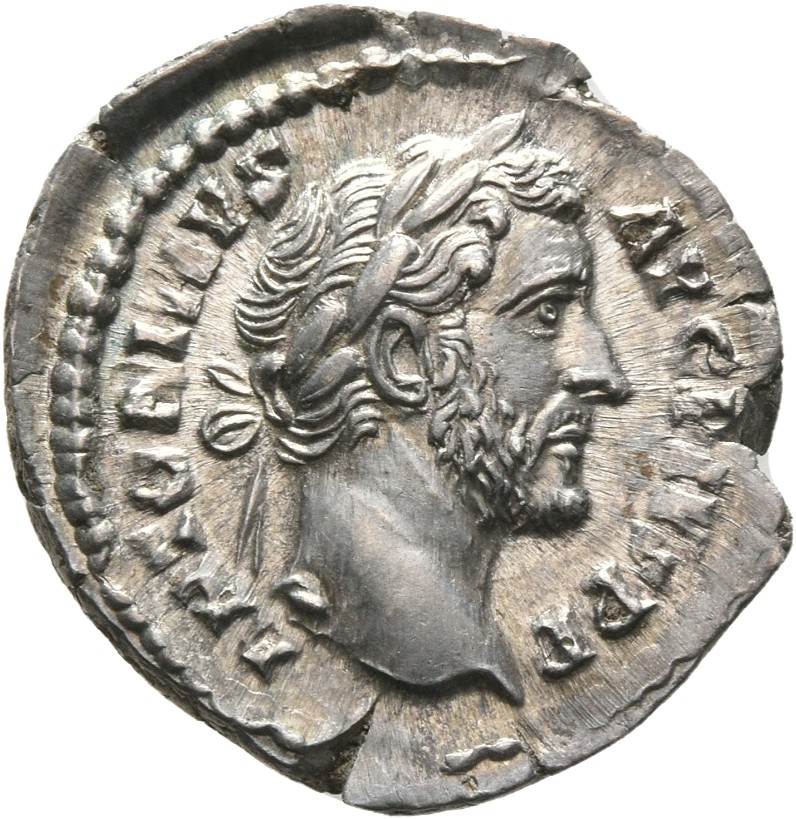 RIC III Antoninus Pius 137 Antoninus Pius obverse, Head of Antoninus Pius, laureate, right