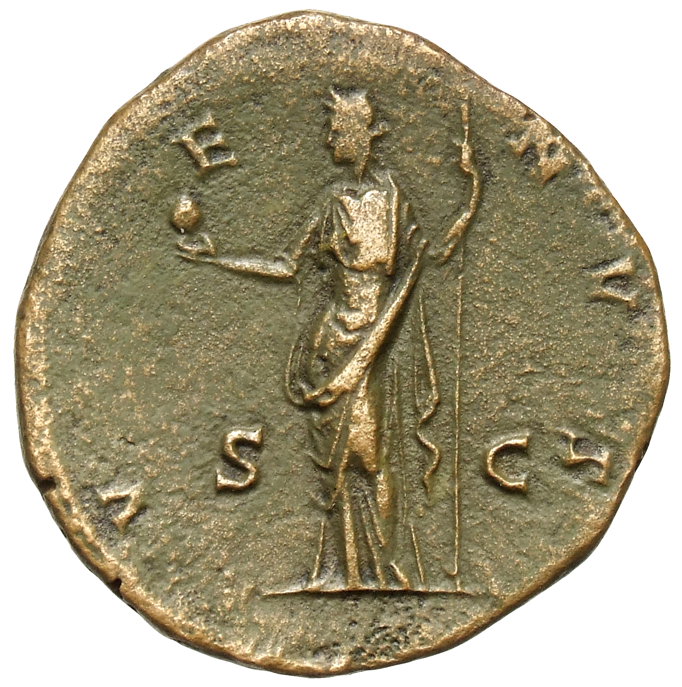 RIC III Antoninus Pius 1387b Antoninus Pius reverse, Venus, standing left, holding apple and sceptre