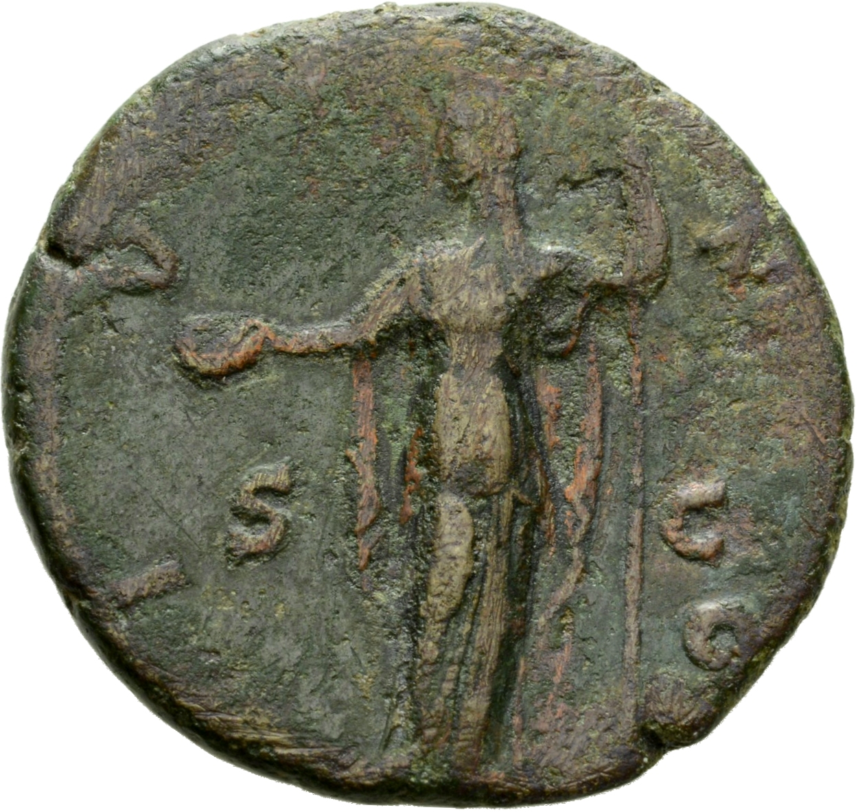Antoninus Pius reverse — Juno, standing left, holding patera and sceptre