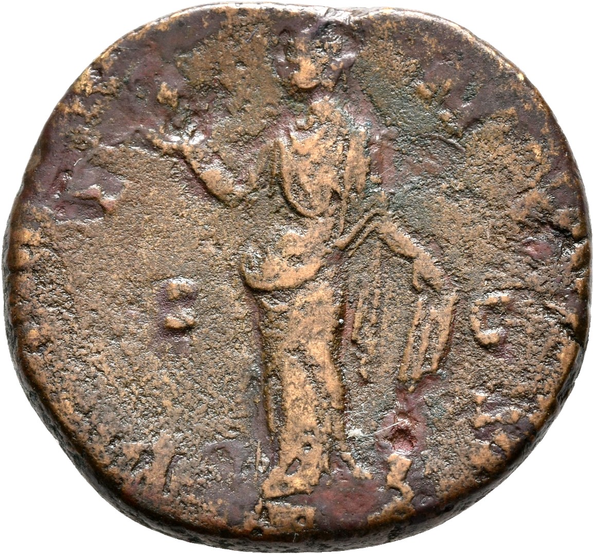 RIC III Antoninus Pius 1409B (as) Antoninus Pius reverse, Venus, draped, standing, front, head left, holding apple on exte...