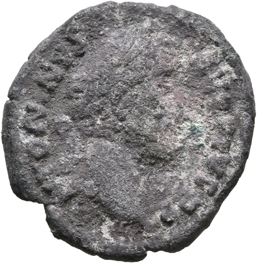 RIC III Antoninus Pius 143 (denarius) Antoninus Pius obverse, Head of Antoninus Pius, laureate, right
