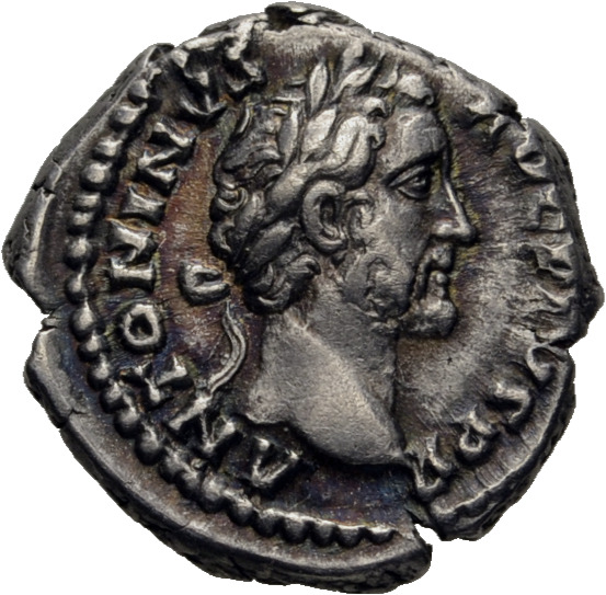 RIC III Antoninus Pius 144 Antoninus Pius obverse, Head of Antoninus Pius, laureate, right