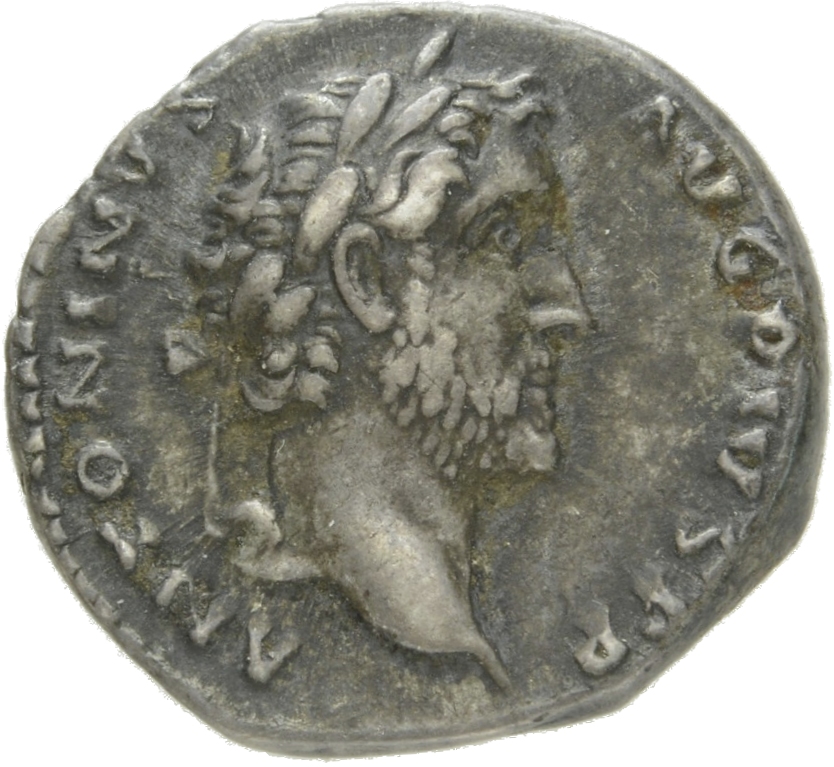 RIC III Antoninus Pius 153c Antoninus Pius obverse, Head of Antoninus Pius, laureate, right