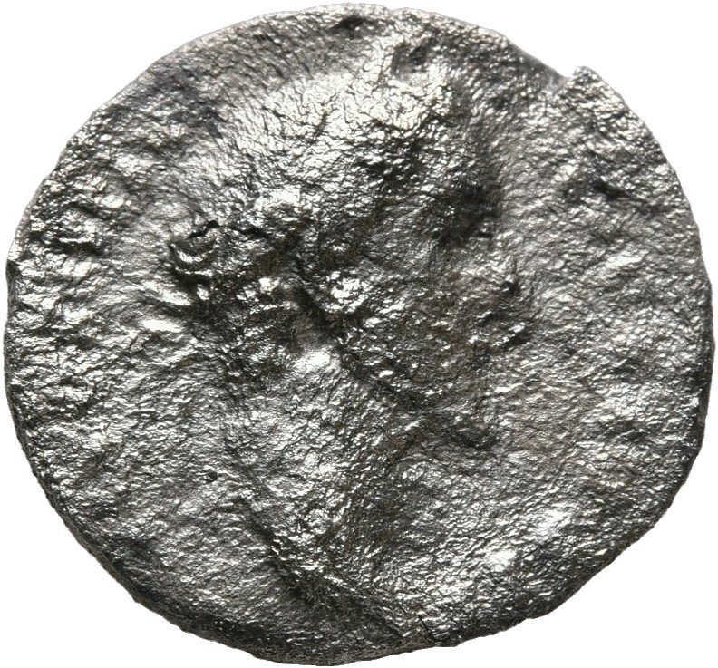 RIC III Antoninus Pius 155 (denarius) Antoninus Pius obverse, Head of Antoninus Pius, laureate, right