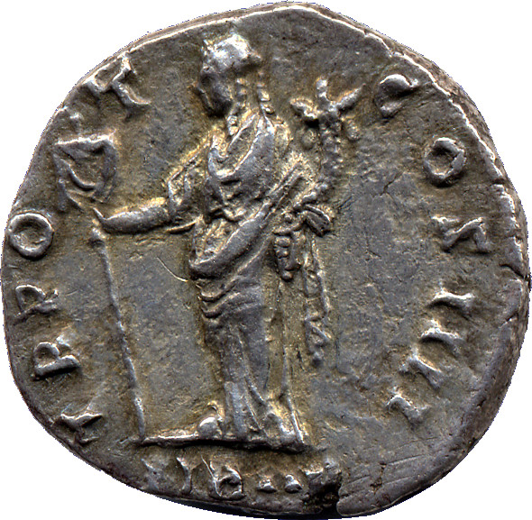 RIC III Antoninus Pius 156 Antoninus Pius reverse, Liberalitas, draped, standing, left holding vexillum in right hand and ...