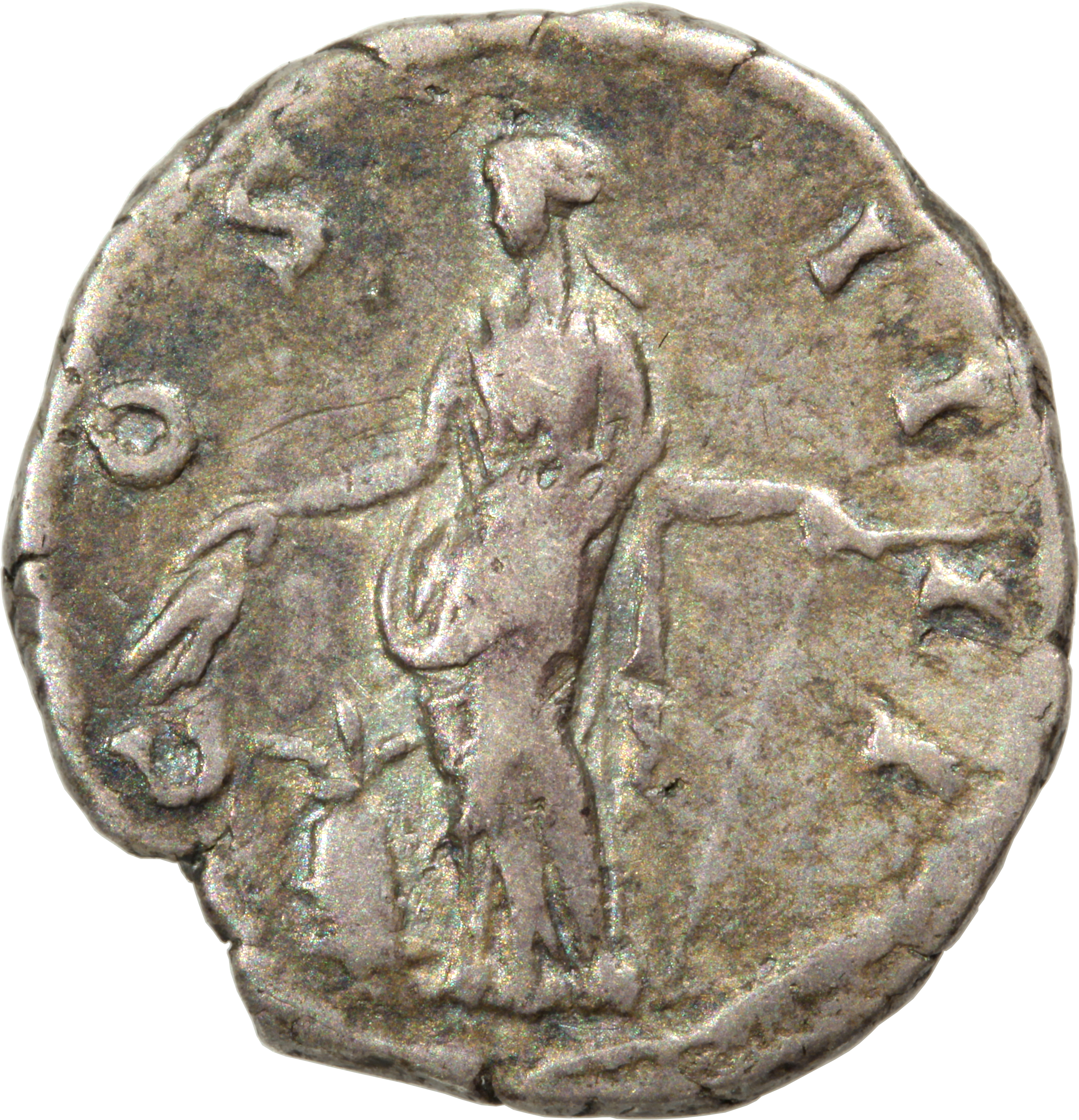 RIC III Antoninus Pius 162 Antoninus Pius reverse, Annona, draped, standing left, holding two corn-ears in right hand over...