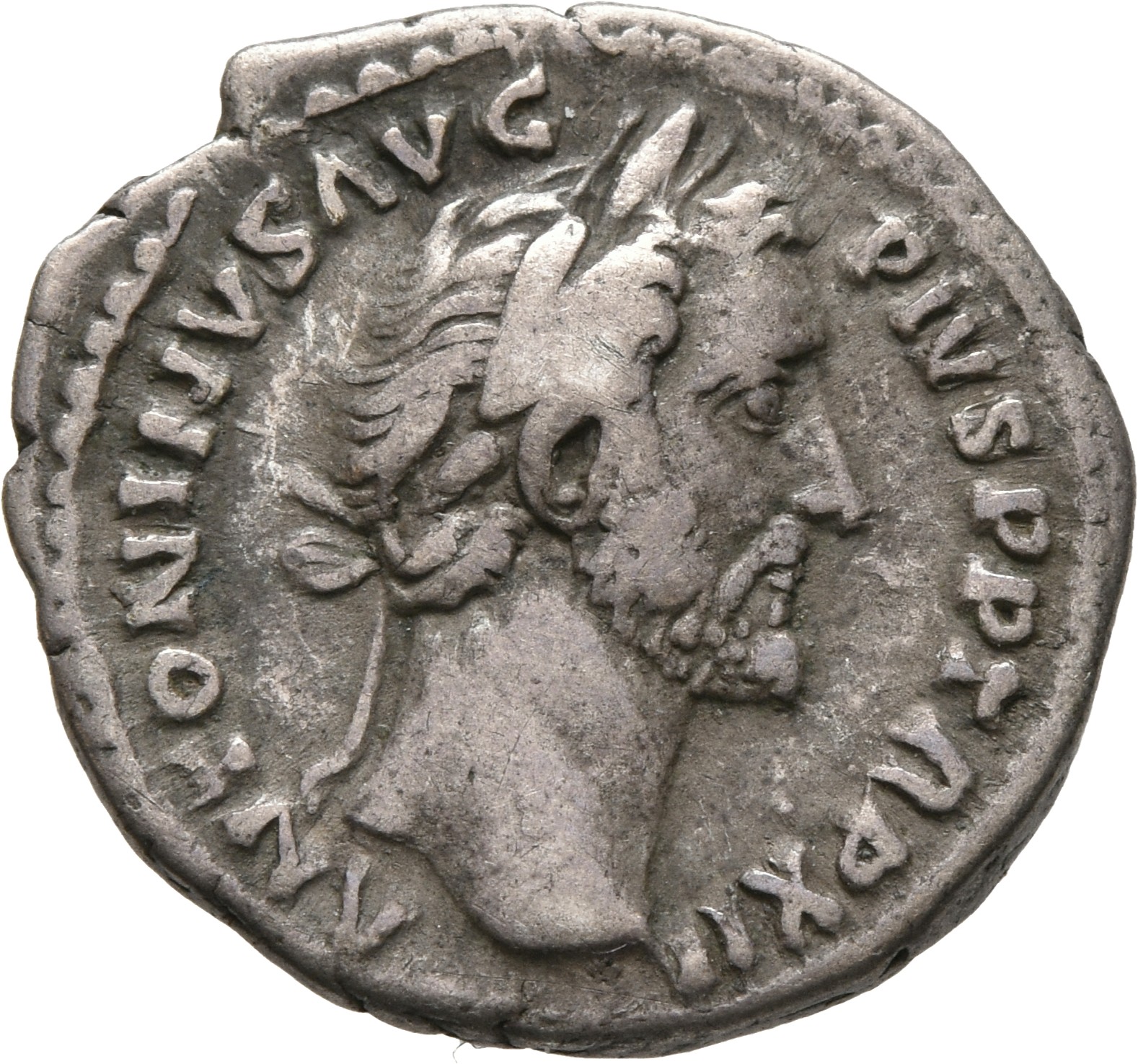 RIC III Antoninus Pius 175 Antoninus Pius obverse, Head of Antoninus Pius, laureate, right