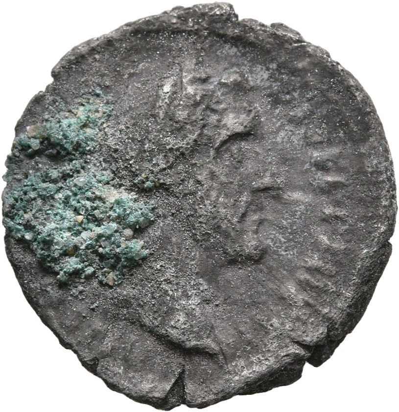 RIC III Antoninus Pius 177d (denarius) Antoninus Pius obverse, Head of Antoninus Pius, laureate, right