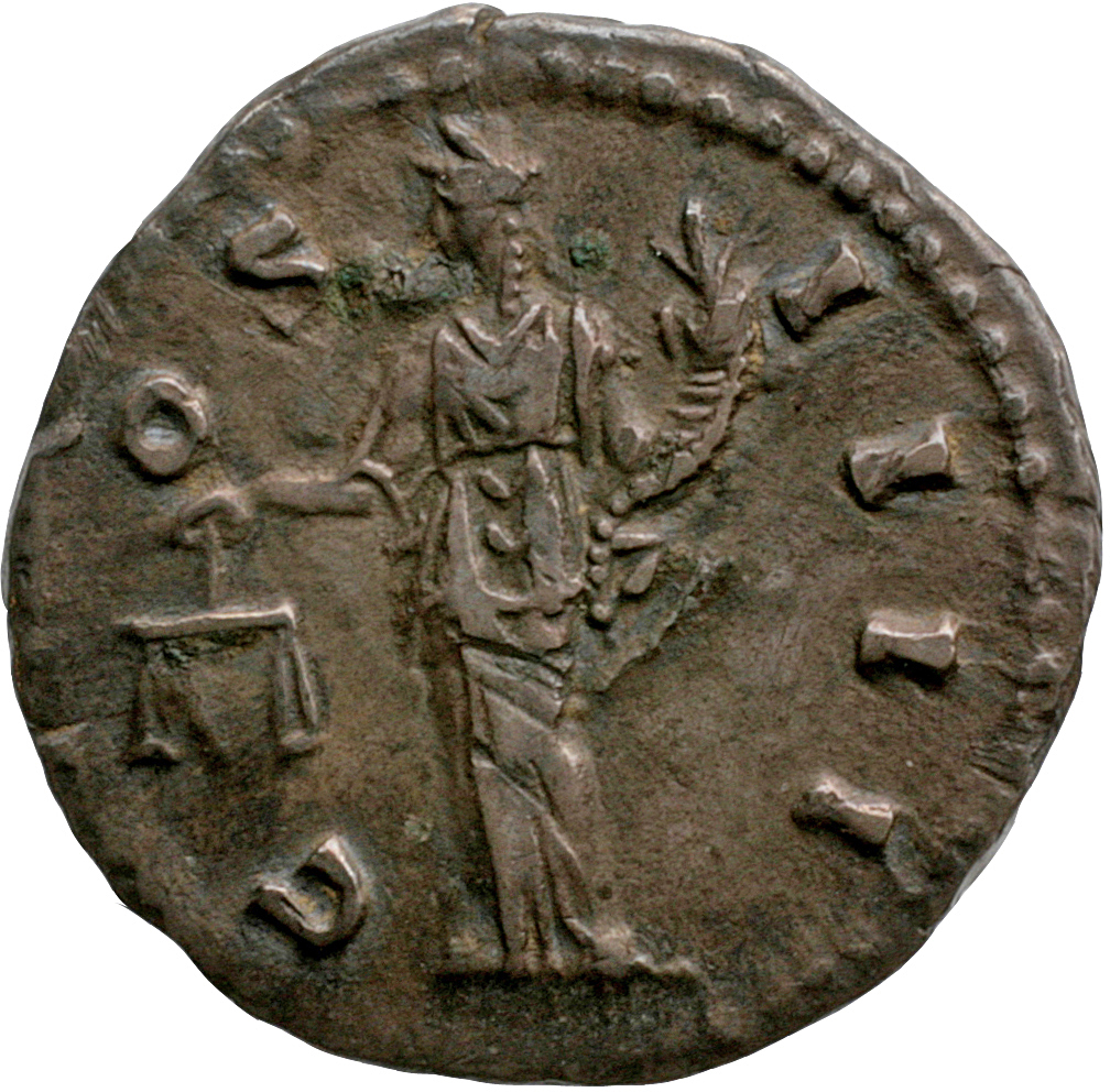 RIC III Antoninus Pius 177d (denarius) Antoninus Pius reverse, Aequitas, draped, standing left, holding scales out in righ...