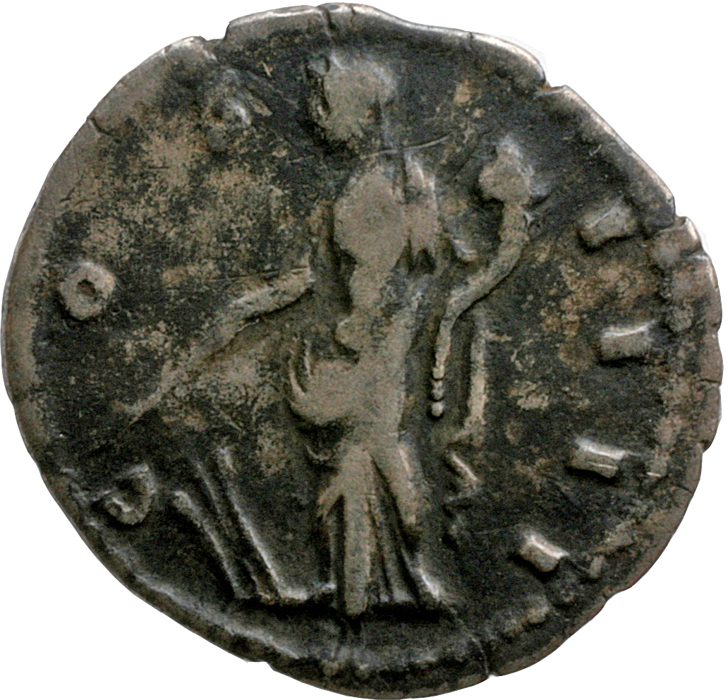 RIC III Antoninus Pius 179 Antoninus Pius reverse, Fortuna, draped, standing left, holding rudder on globe in right hand a...