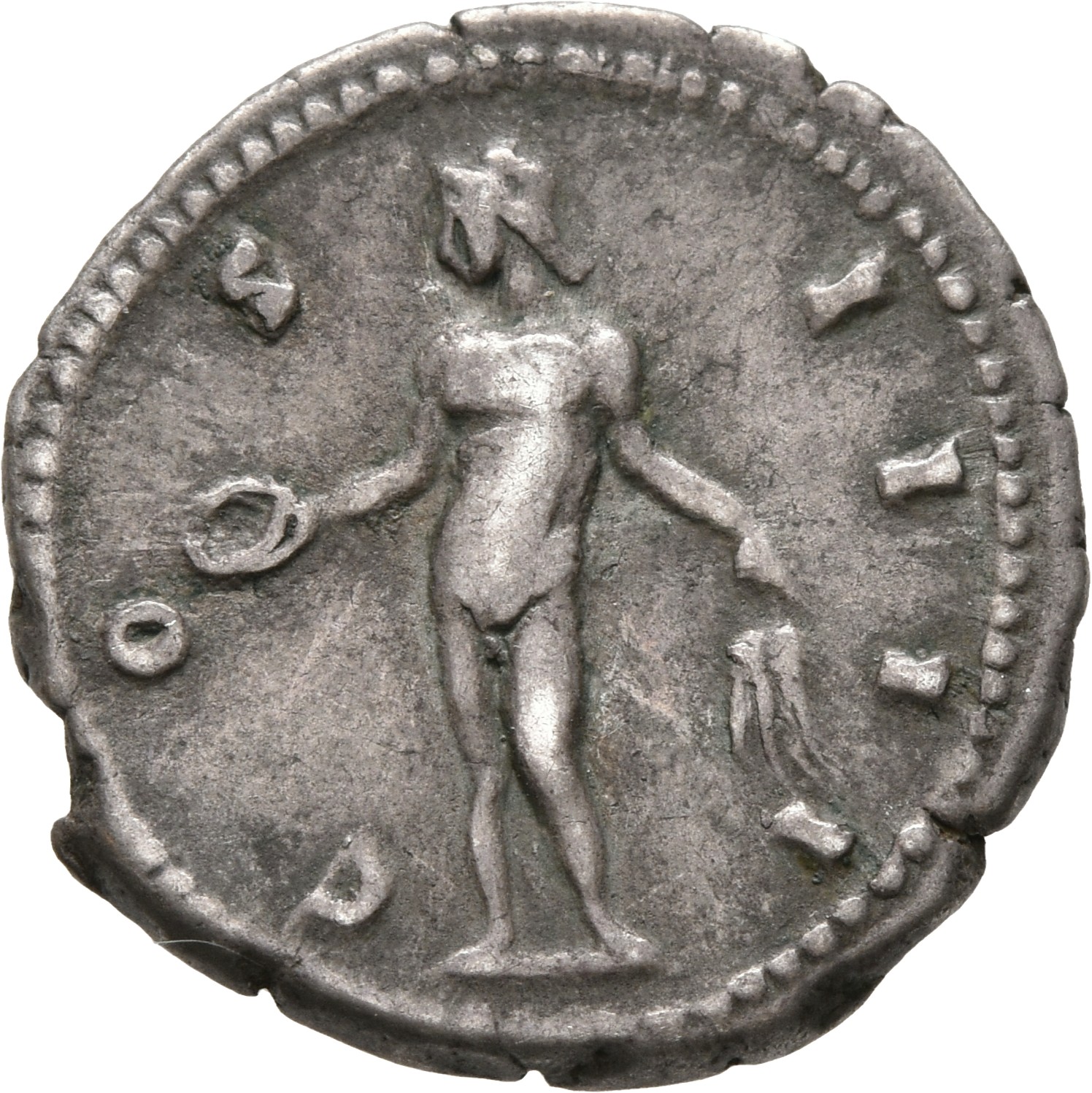 RIC III Antoninus Pius 180 Antoninus Pius reverse, Bonus Eventus, naked, standing left, holding patera in extended right h...
